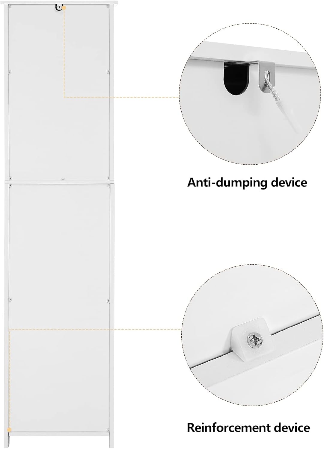 usikey 67'' Tall Bathroom Cabinet, Storage Cabinet with 4 Shelves & 2 Doors, Narrow Storage Cabinets for Bathroom, Living Room, Home Office, White