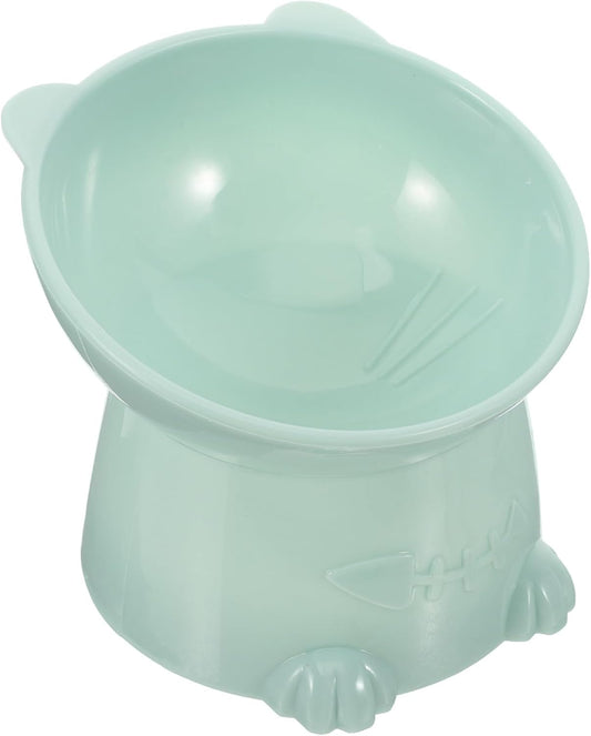 Milisten Raised Tilted Cat Food Bowl with Neck Guard 6cm Elevated Blue Pet Feeder for Indoor Cats Anti-Spill Raised Food Bowl and Small Dogs