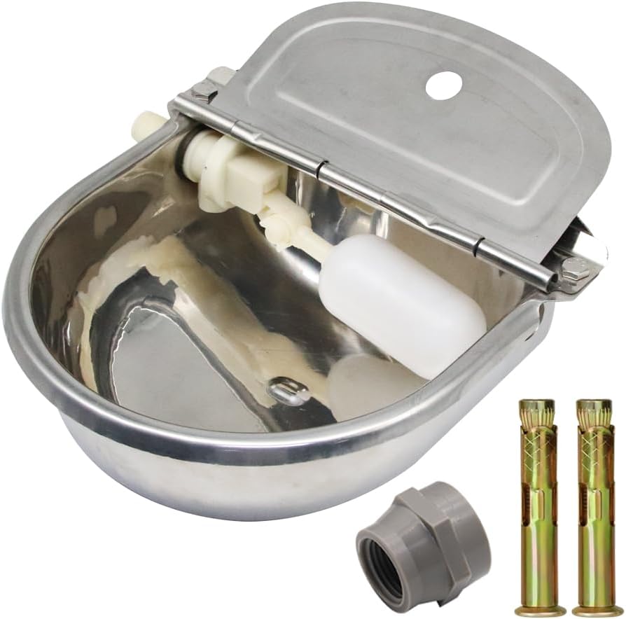 Automatic Water Trough Dog Feeder Bowl with Float for Cattle Horse Goat Sheep Animals Stainless Pet Livestock Tool