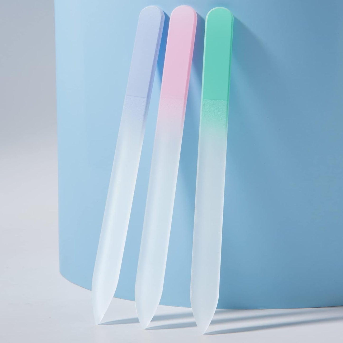 Glass Nail File 3 Pack for Natural Nails, Stocking Stuffers for Women Adults Unique Christmas Gifts Crystal Fingernail Files with Case Etched Nail Filer Professional Nail File Glass Lima de uñas