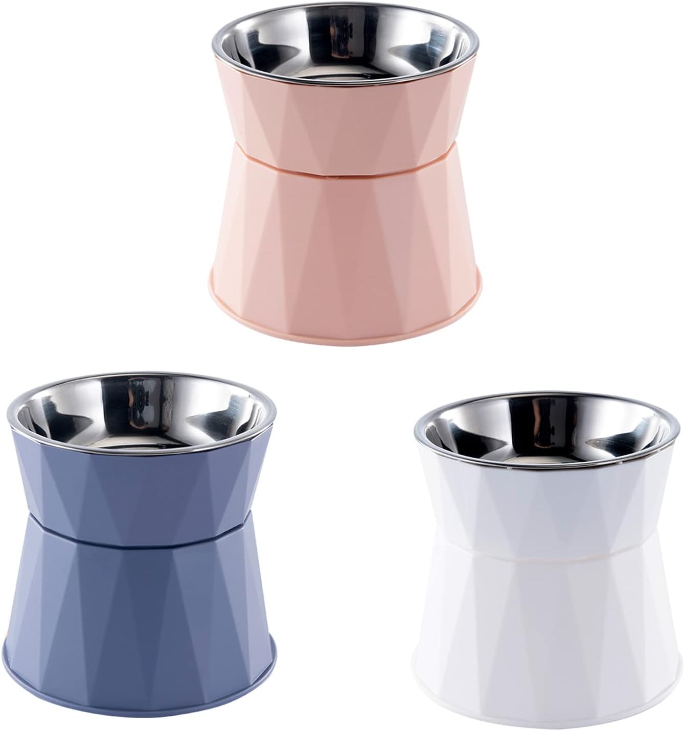 Elevated for Bowls Small Dog Raised Feeding Dish Stainless Steel Bowl with Stable Stand Feeder for Cats and Pup Raised Bowls Elevated Pet Feeding Station for Indoor Cats Dog Feeding, White