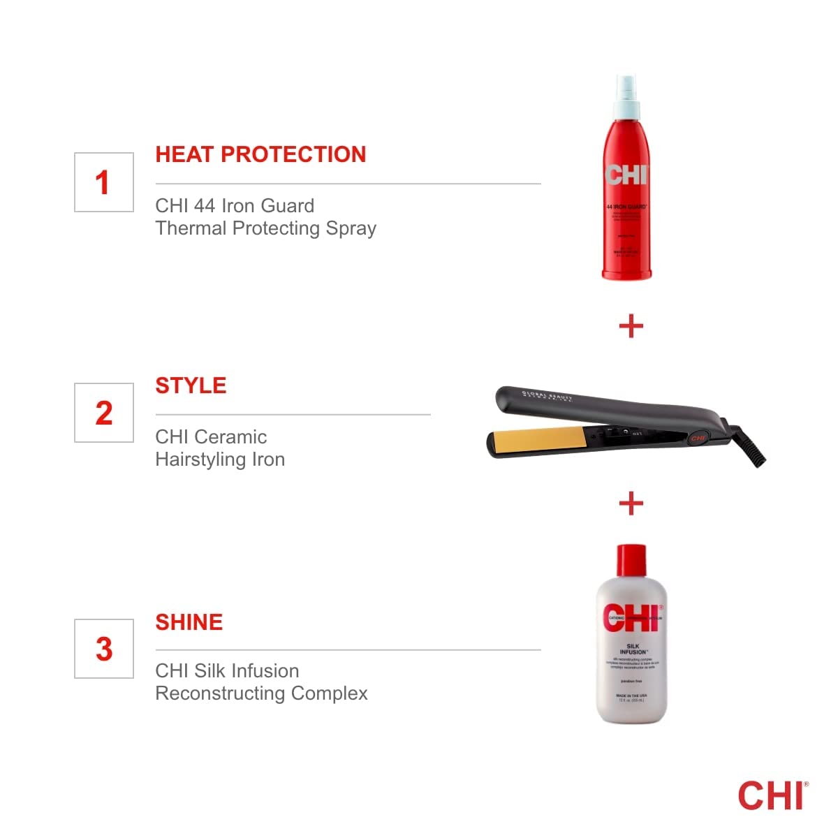 CHI Original 1" Ceramic Hair Straightener Flat Iron for Hair Styling, Advanced Ceramic Technology for Frizz-Free Smooth Shine,Floating Plates for Easy Glide, Analog On/Off Switch,Salon-Quality Results