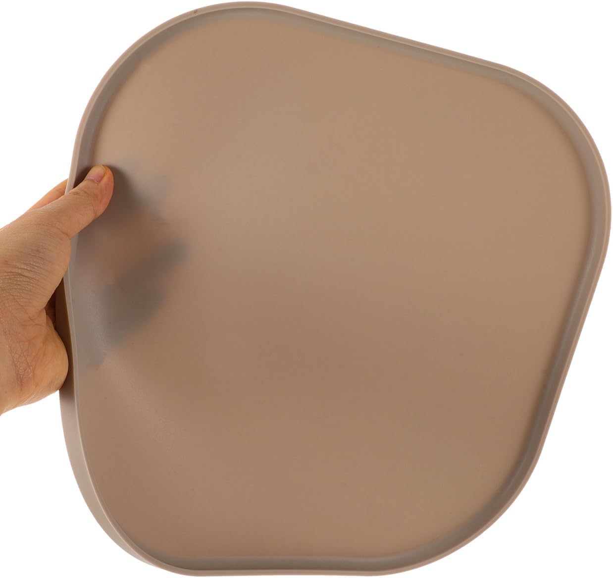 Mikikit Silicone Pet Feeding Mat for Dog Food and Cat Bowl, Waterproof Spill Proof Placemat with Raised Edges, Non Slip Floor Protector Pad, Coffee