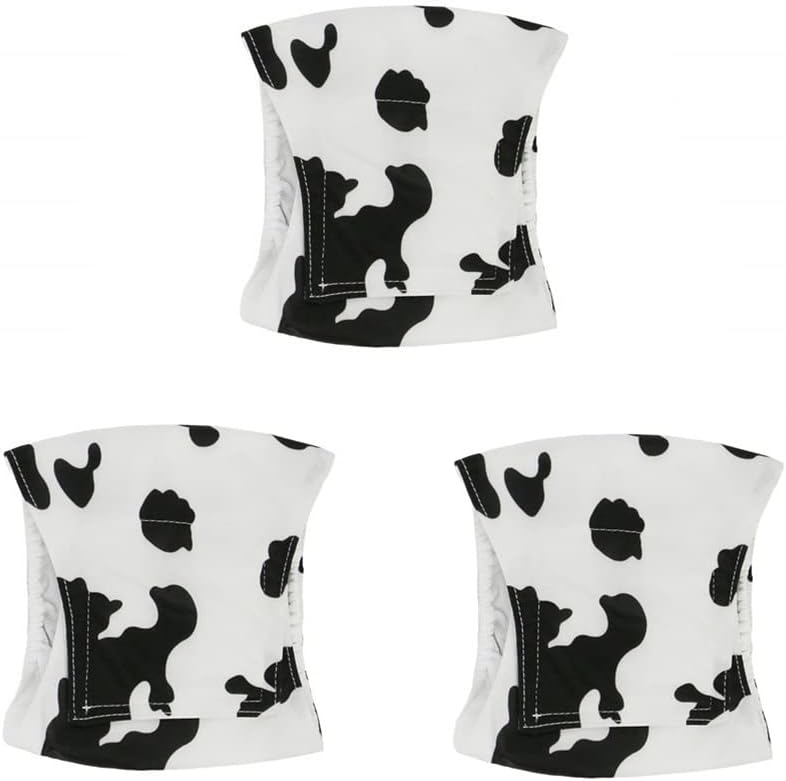 Male Dog Diapers Washable Dog Belly Bands Reusable Doggie Wraps - Pack of 3 (Cow, Large(17''-21''))