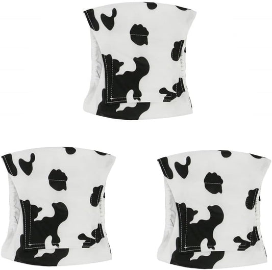 Male Dog Diapers Washable Dog Belly Bands Reusable Doggie Wraps - Pack of 3 (Cow, Large(17''-21''))