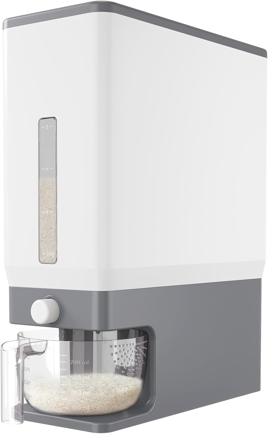 Lifewit Rice Dispenser 25 Lbs(11.3kg), Rice Storage Container Sealed Moisture Proof with Measuring Cup for Kitchen Pantry Household, BPA-Free, 1 Pack Grey