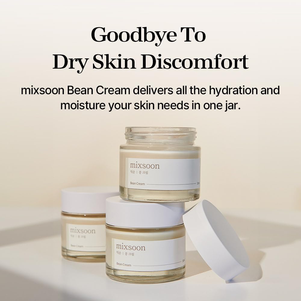 mixsoon Bean Cream-Deep Moisturizer Face Cream, Hydrating and Smoothing for Face, Fermented Soybean Extract, Lightweight Non-Sticky Finish 50ml / 1.69 fl.oz. Korean Glass Skin Care