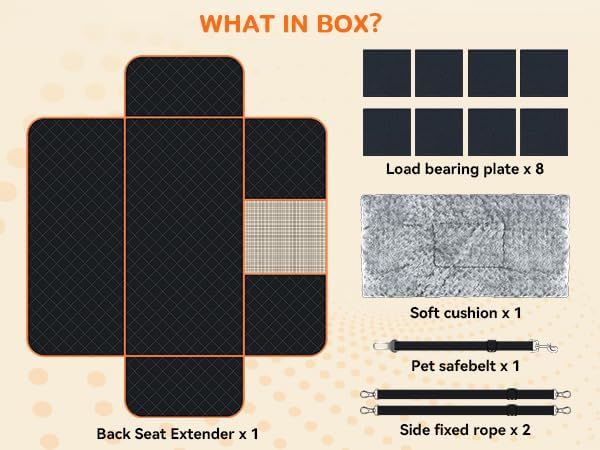 TNELTUEB Extra Large Back Seat Extender for Dogs with Dog Bed Mats, Waterproof Dog Car Seat Cover for Back Seat with Hard Bottom, Anti Scratch, Safer, Easy to Use and Clean, Holds 450LBS Black