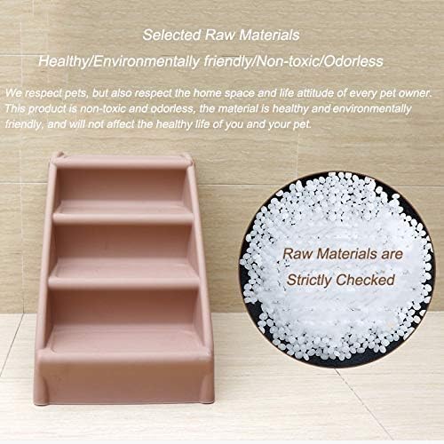 Pet Stair Folding Plastic Portable 4 Step for Cats/Dogs Up for Cars and SUV Couch and Bed Non-Slip Pads (Color : Light Gray) (Light Coffee)