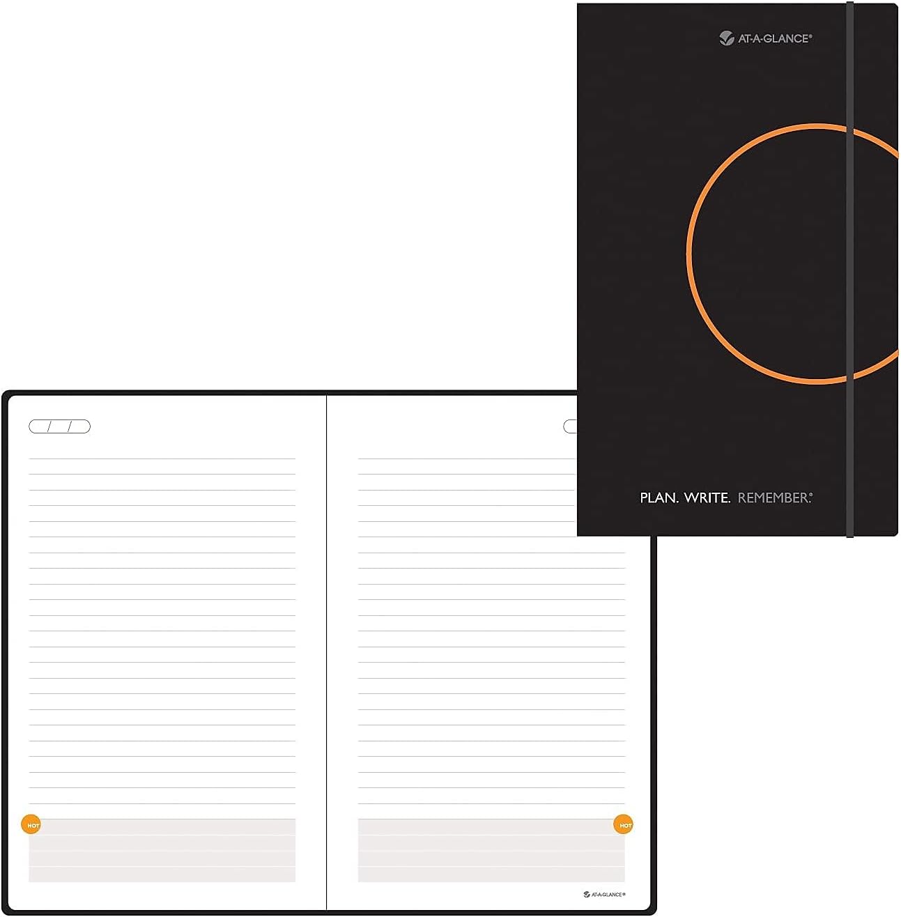 AT-A-GLANCE Plan.Write.Remember. Perfect Bound Planning Notebook, Lined with Monthly Calendars, Undated, 5" x 8 1/4", Black (80612405)