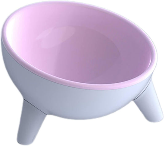 Raised Pet Bowl, 15° Tilted Elevated Cat Bowl with Stand, Non Slip No Spill for Cats and Small Dogs Feeding Dishes, Protect Pet's Neck Cat Feeder (Pink)