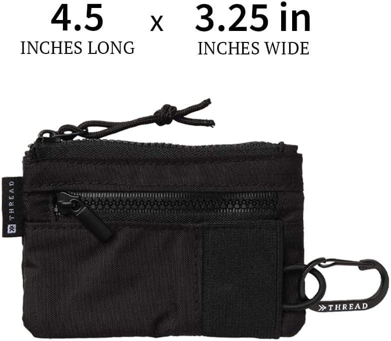 Thread Wallets Pouch Wallet – Compact Zip Wallet with Clear ID Window, Coin & Card Pockets, and Key Stash – Lightweight Rip-Stop Travel Wallet for Men & Women (Color Block)