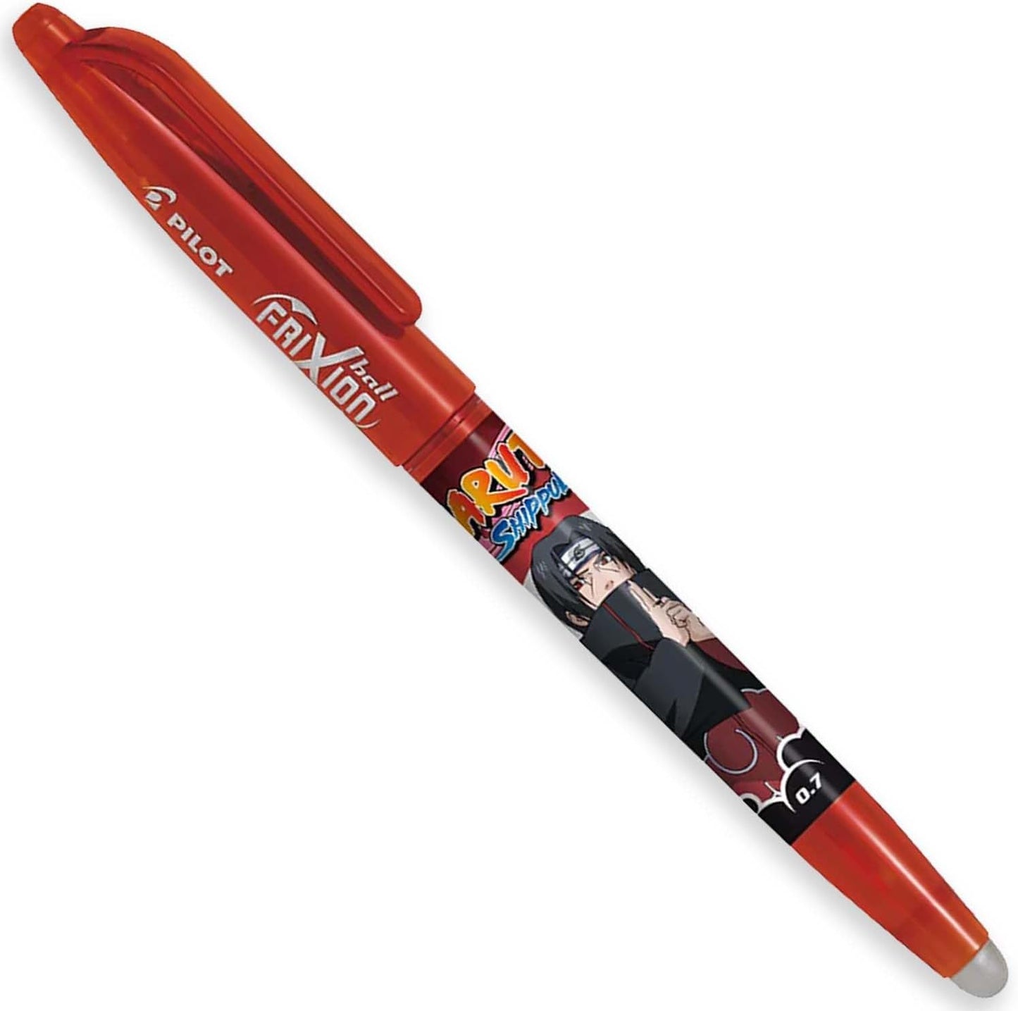 Pilot Frixion Heat/Friction Erasable Rollerball Pen FR7 Naruto Shippuden Limited Edition - Medium Line 0.7mm Tip Nib - Pillow Pack of 2 Pens - FriXion Ball + Clicker (Red)