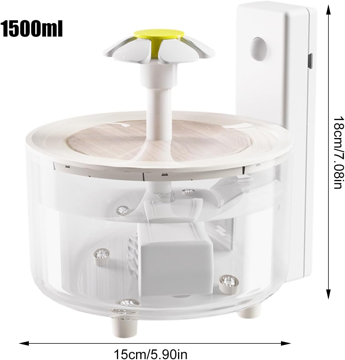 Wireless Cat Water Fountain - 53oz 1.5l Feeder for Indoor Pets | Quiet Large Capacity with Motion Sensor Providing Fresh Flowing Water for Cats Dogs Puppies Keeping Hydration Healthy and Convenient