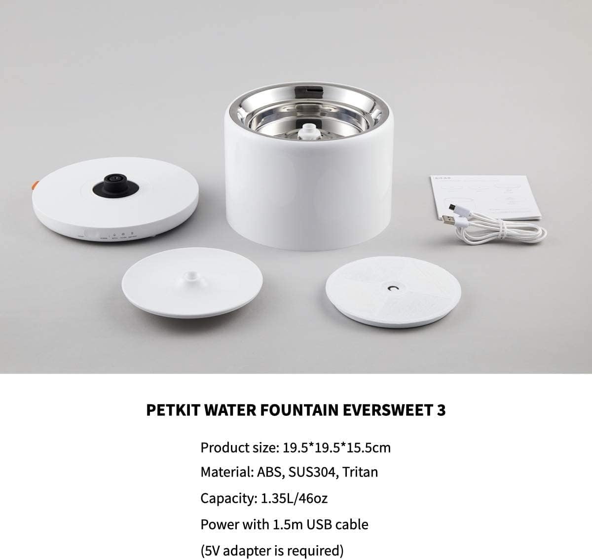 Fountain Cat Dog Water Fountain Stainless Steel, UltraQuiet Pet Water Fountain for Cats Dogs Pet Water Dispenser