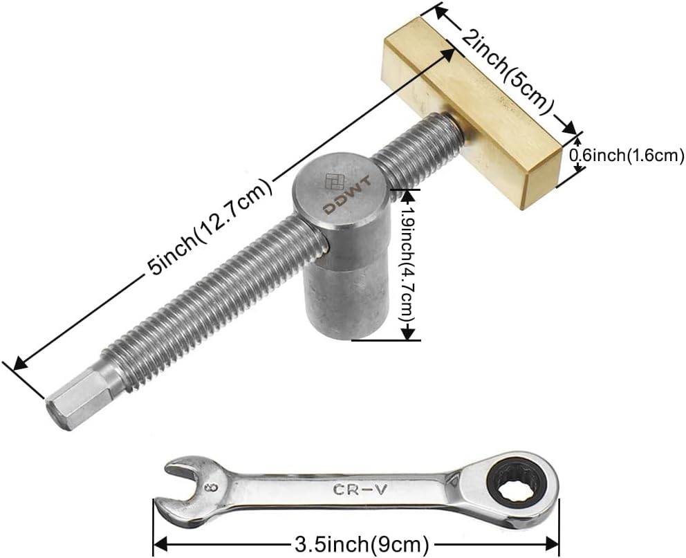 2 Pack Bench Dog Clamp 3/4 Inch Dog Hole Clamp Woodworking Adjustable Workbench Stop Stainless Steel Brass (19mm)