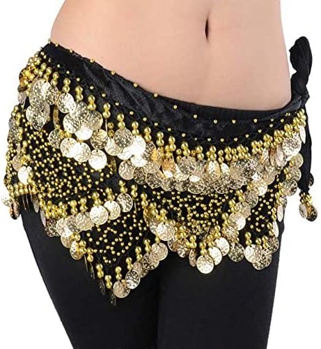 Wuchieal Women's Sweet Bellydance Hip Scarf with Gold Coins Skirts Wrap Noisy