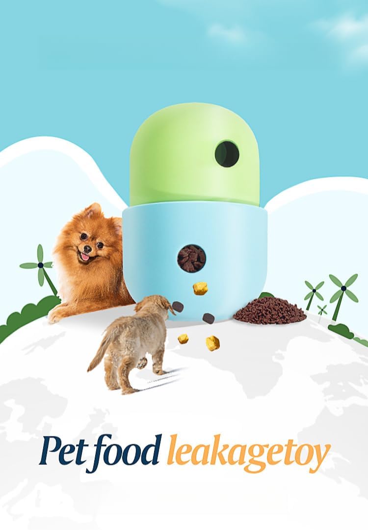 OMEM Pet Dog Leaking Food Toy Ball Silicone Gnawing Slow Food Bowl Fun Feeding Outdoor Interactive Ball (White and Green)