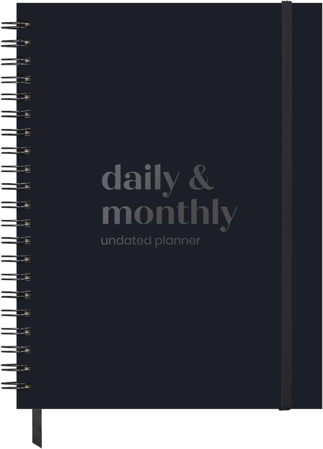 Undated Daily Planner | 2026 Calendar | Large Daily and Monthly Planner with Hourly Schedule, 8.5" x 11" | 6 Month, Full Page a Day, To do List, Time Blocking, Black Aesthetic Hardcover Spiral Notebook
