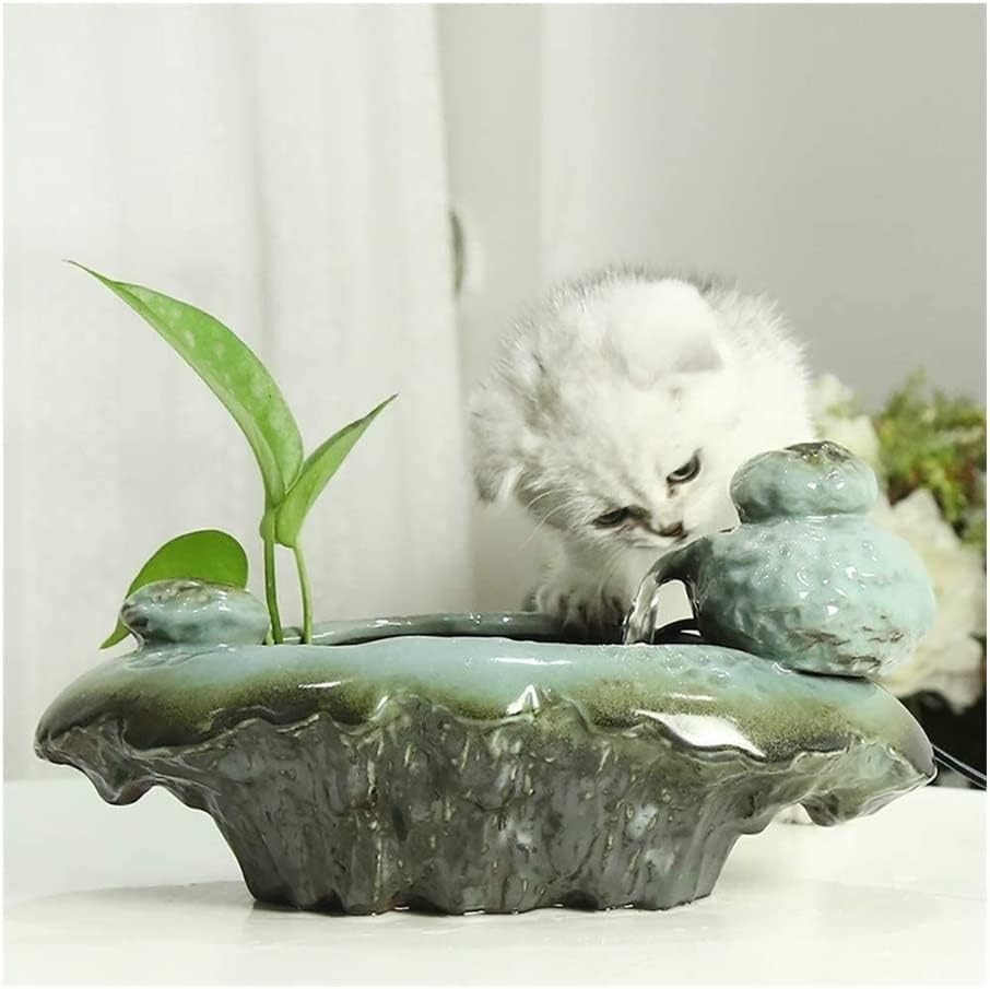 Fountain Pet Water Dispenser Ceramics Pet Water Fountain Automatic Circulation Water Flowing Fountain Cat Dog Filtered Water Super Quiet Pet Supplies Pet Water Dispenser (Color : Green)
