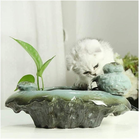 Fountain Pet Water Dispenser Ceramics Pet Water Fountain Automatic Circulation Water Flowing Fountain Cat Dog Filtered Water Super Quiet Pet Supplies Pet Water Dispenser (Color : Green)