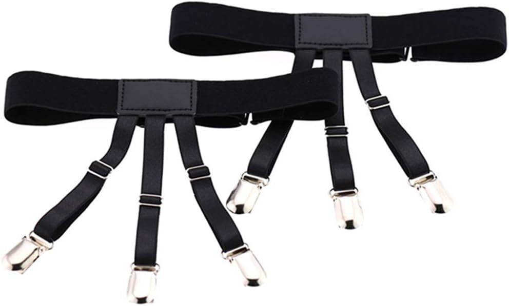 Mens Shirt Stays Upgrade Adjustable Elastic Garter Military Shirts Holder with Non-slip Locking Clamps