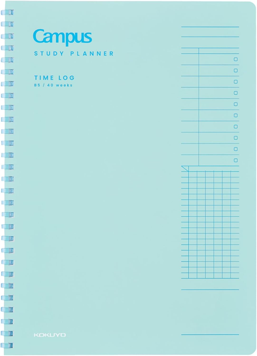 KOKUYO Study Planner Notebook, 10'' x 7'' Time Log B5 Soft Ring Notebooks, 41 To Do Plan Sheets, Green Spiral Notebook, Time Management. Japan Import (SU-SY111TL-G)