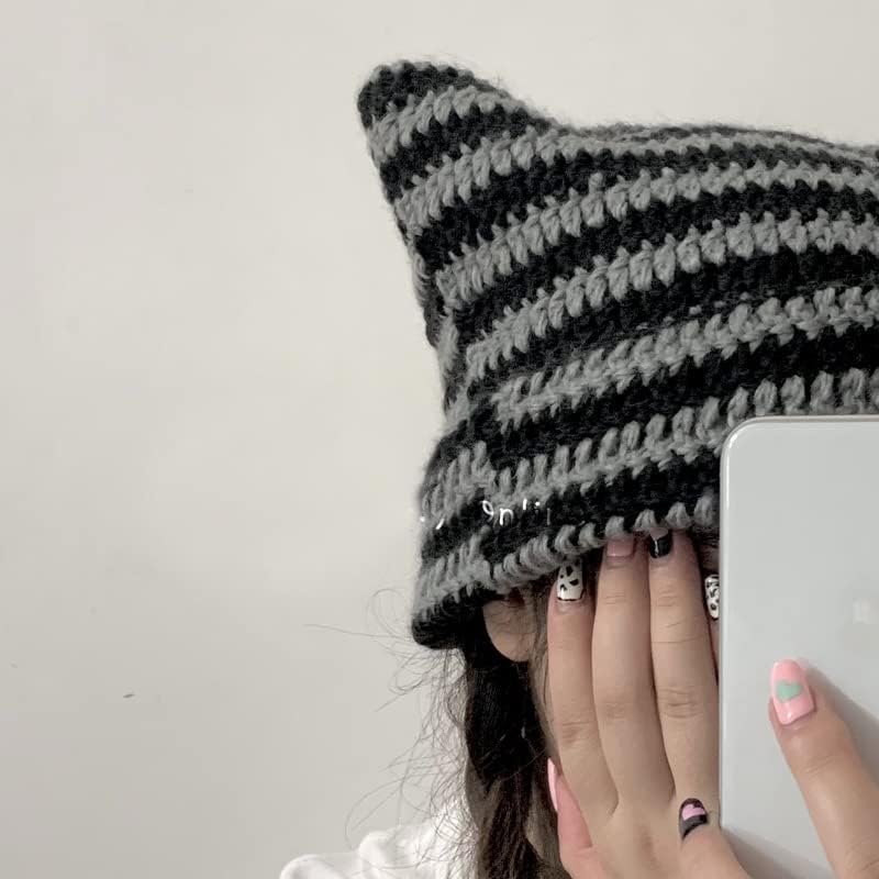 Crochet Hats for Women Cat Beanie Vintage Beanies Women Fox Hat Grunge Accessories Slouchy Beanies for Women