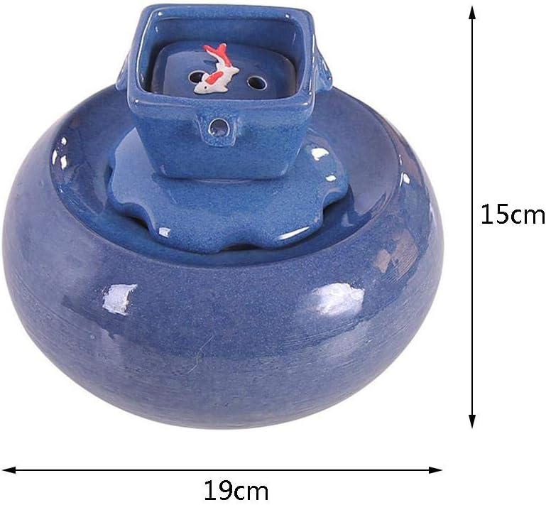 Pet Feeding Ceramic Cat Fountain Water Bowl Ultra-Quiet Automatic Circulation Pet Water Dispenser 1L (Color : Pink) (Blue)