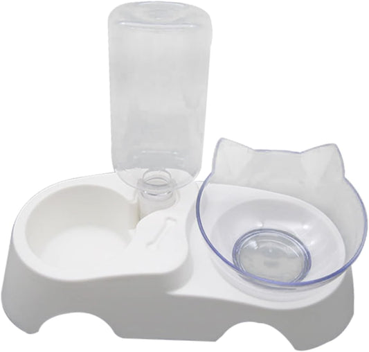Milisten PET Food and Water Bowl Set 15° Tilted Automatic Water Dispenser for Small to Medium Dogs and Cats
