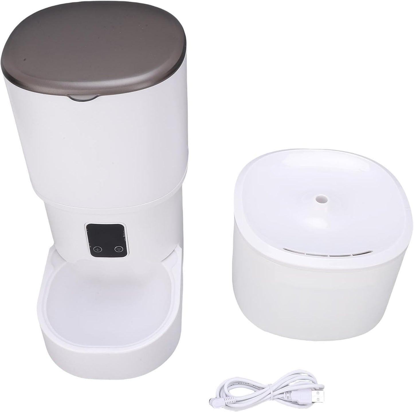 Luqeeg Automatic Cat Feeder, WiFi Smart Large Capacity Food Dispenser Pet Waterer Cat Water Fountain Remote Feeding Machine with Intelligent Recognition for Small Medium Pets Puppy