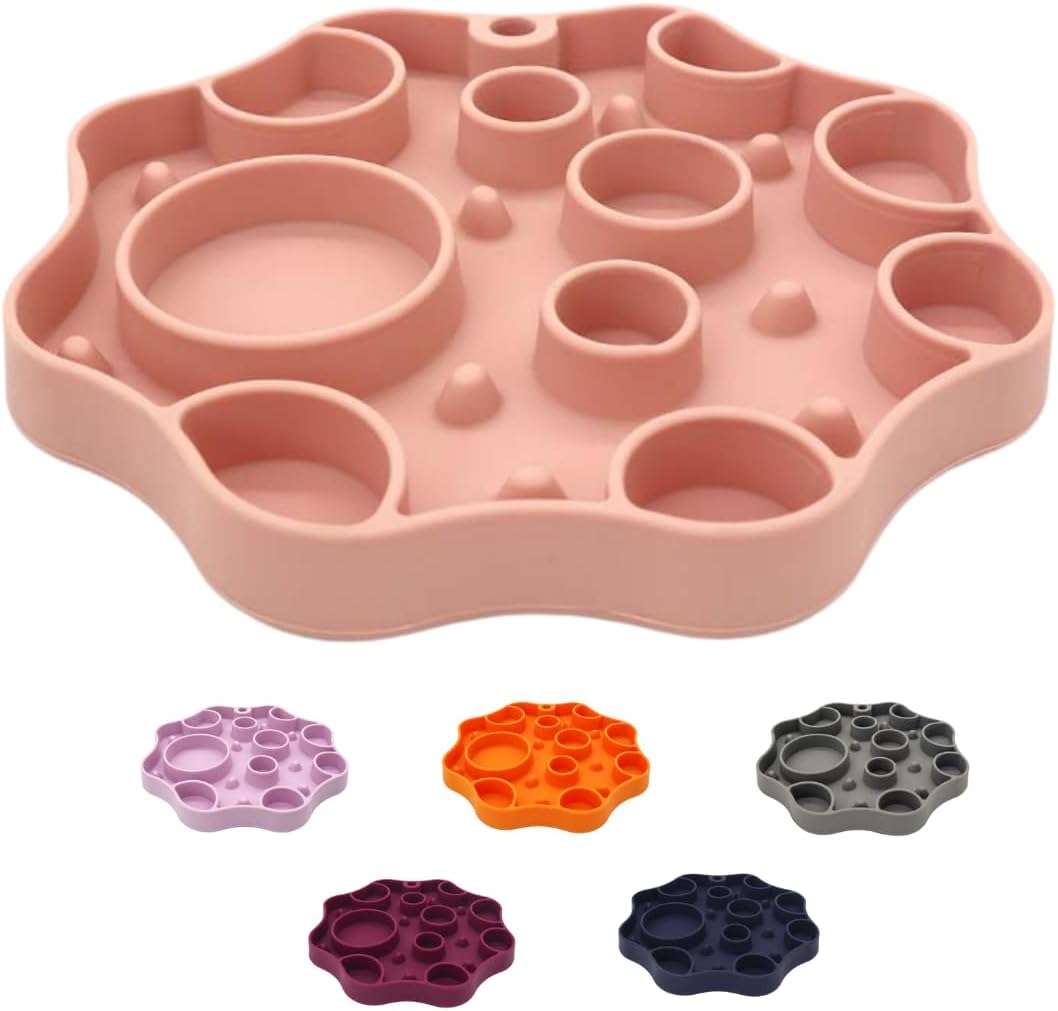 Non-Slip Slow Feeder Pet Bowl – Anti-Choking Feeding Bowl with Suction Cups for Dogs & Cats, Promotes Healthy Digestion (Pink, Bubble)