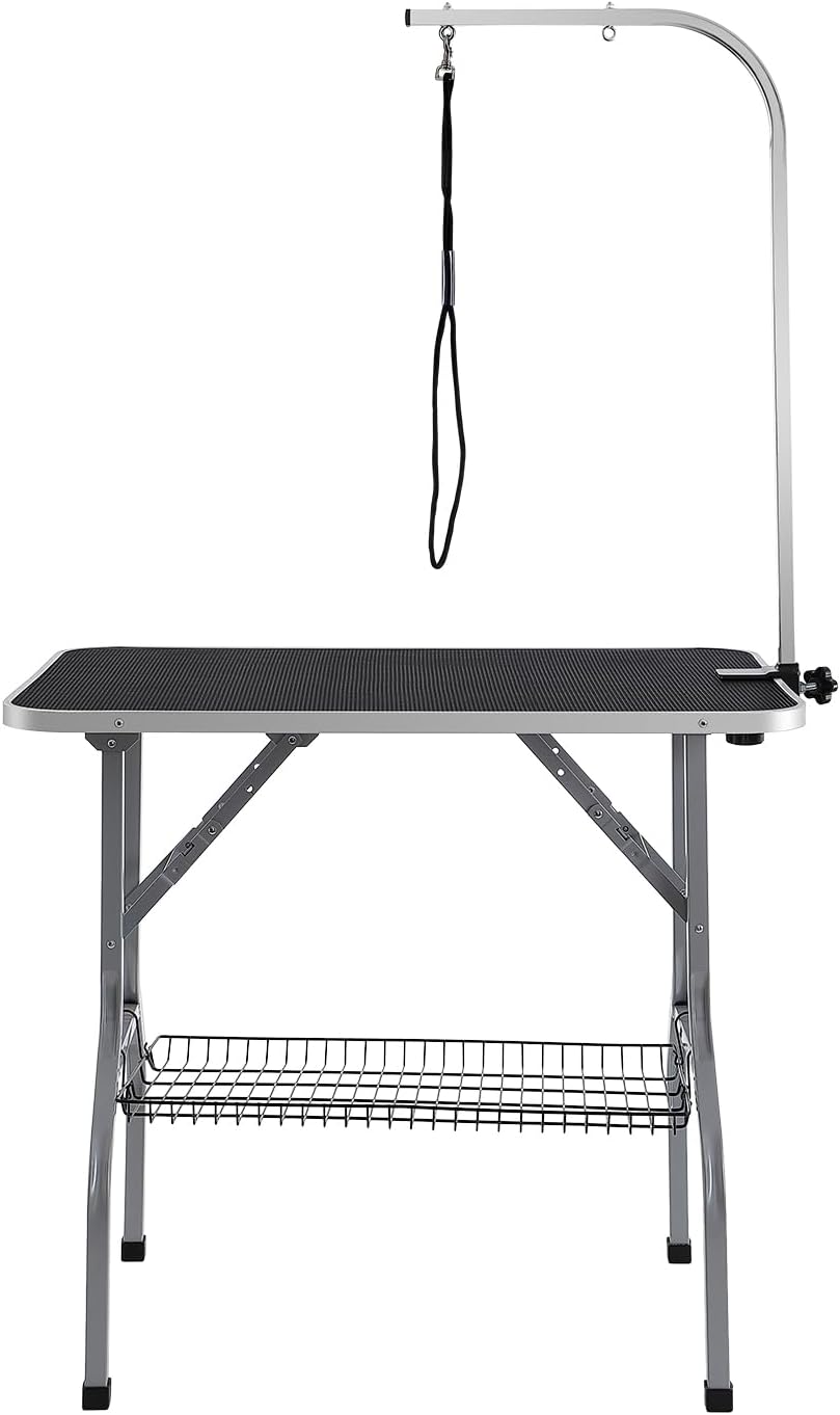 VEVOR Pet Grooming Table Arm with Clamp, 36''x24'' Dog Grooming Station, Foldable Pets Grooming Stand for Medium and Small Dogs, Free No Sit Haunch Holder with Grooming Loop, Bearing 330lbs