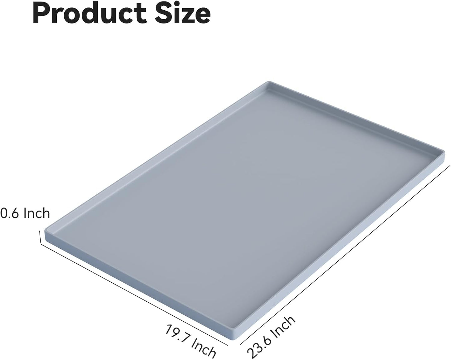 Cat Food Mat for LALAHOME Water Fountain, 100% Waterproof Non-Slip Silicone Mat for Water Bowls, Large Pet Feeding Pad, Easy Clean Durable Placemat for Cat Food Water Dishes, Gray 23.6" x 19.7"