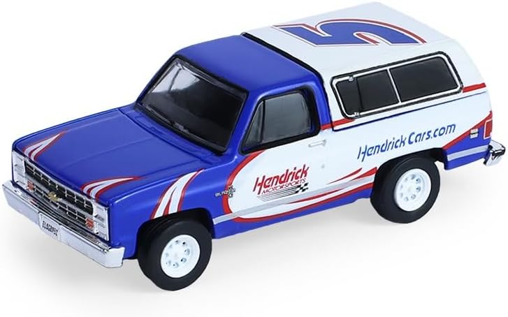 Greenlight Collectibles 1:64 Racing Hitch & Tow Series 6-1986 Chevy K5 Blazer Silverado and 1969 Camaro – Hendrick Motorsports – Kyle Larson #5 First Win Tribute on Tandem Car Trailer 31190-C