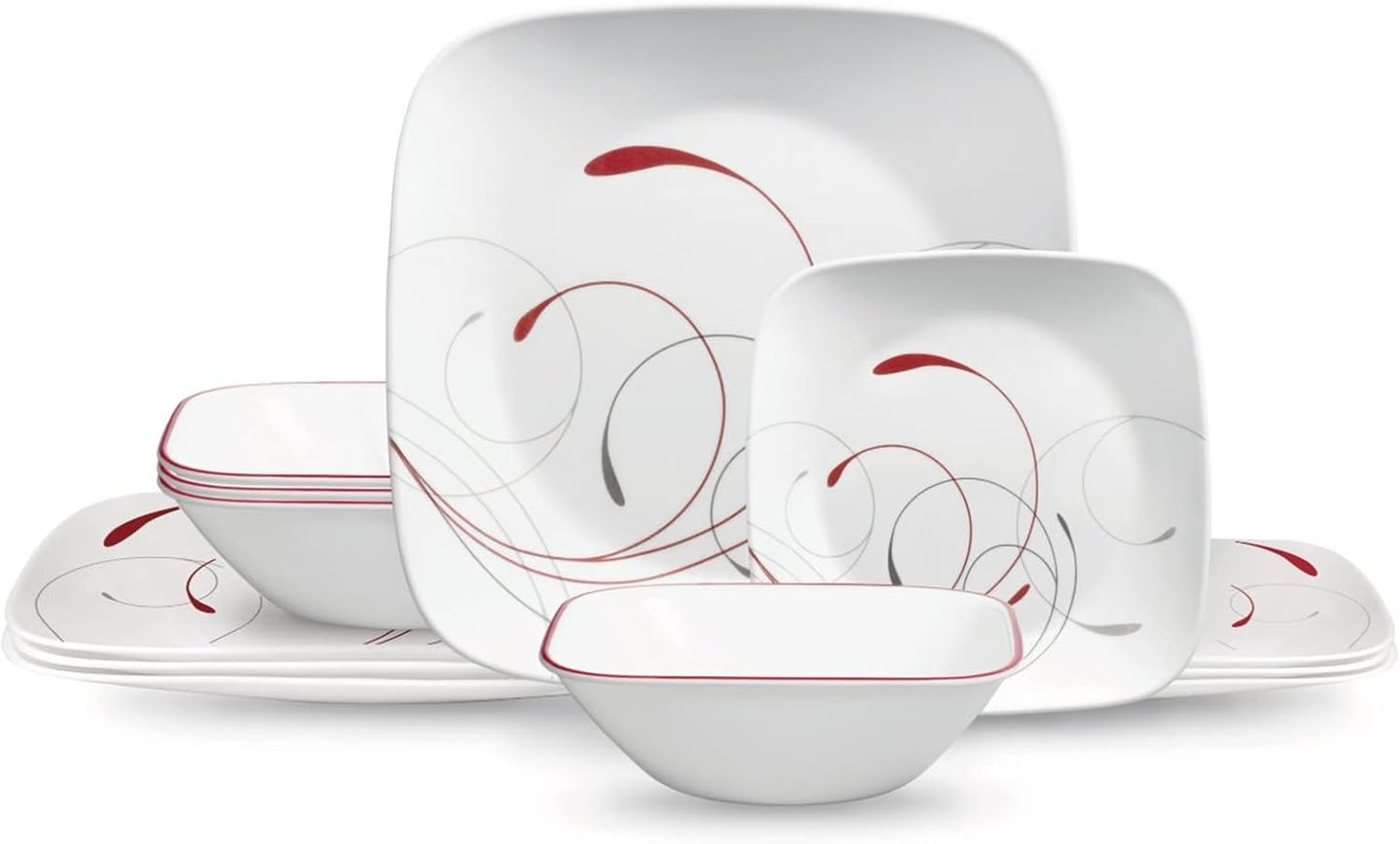 Corelle Square Splendor 12-piece Dinnerware Set with Appetizer Plates, Service for 4