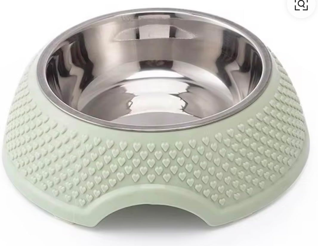 3D Stereoscopic Heart Shaped Pet Food Bowl with Detachable Stand, Stainless Steel, Modern Durable Dog Feeder (Blue)