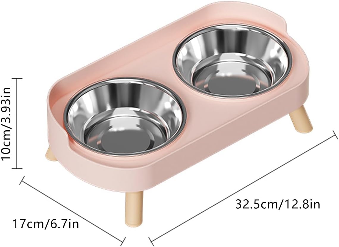 Stable Elevated Dog Bowl Stand with Double Dish Splash-Proof Design for Most Breeds Bright Color Stainless Steel Cats Dog Bowl Set