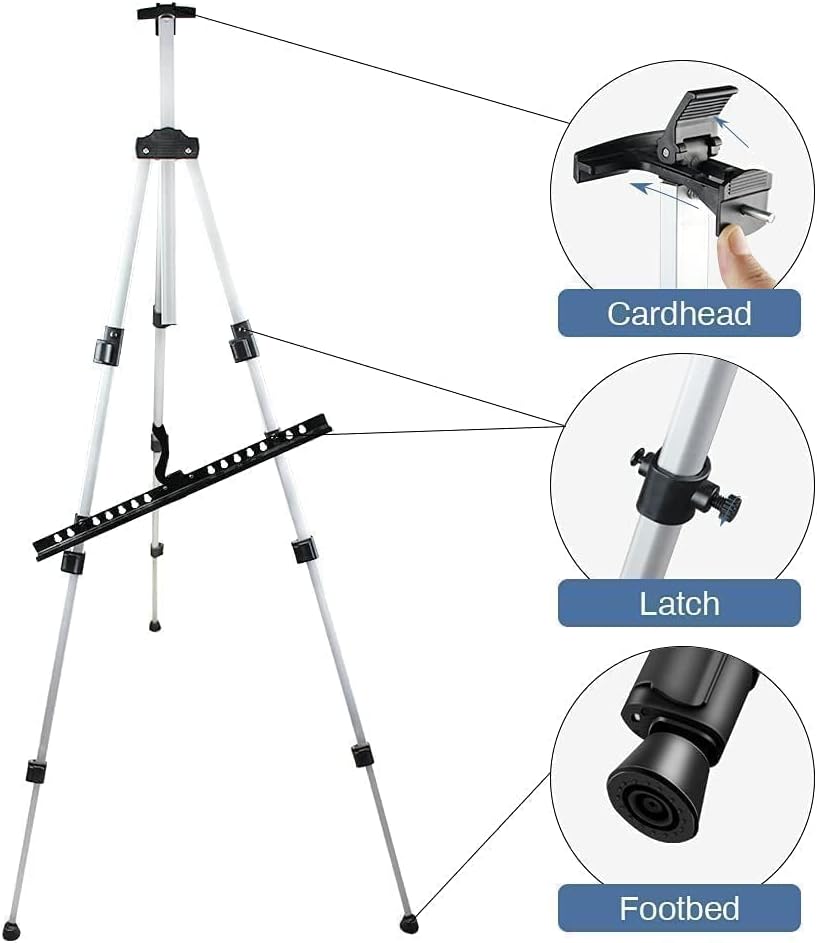 Art Easel Stand for Painting and Sign - RRFTOK Aluminum 66 Inch Metal Tripod Adjustable Portable Easels for Display - Canvas Stand for Floor Drawing - Gifts for Artists Woman or Teen Art Supplies