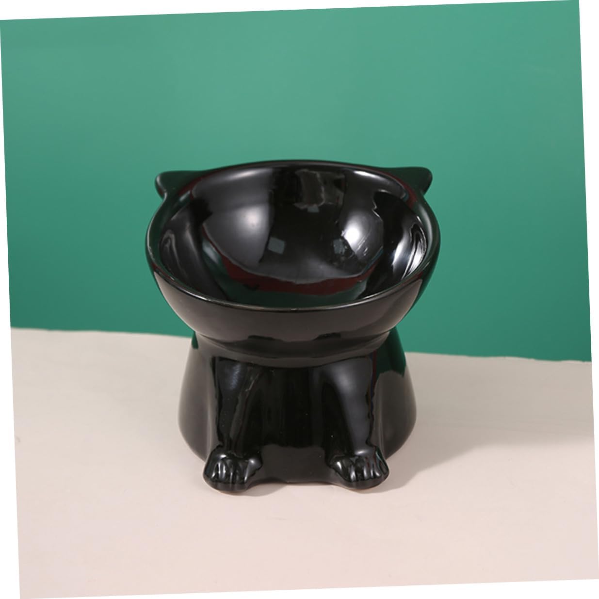 Milisten Ceramic Elevated Pet Feeding Bowl with Neck Guard Large Diameter Raised Cat Food Bowl Anti-Spill for Cats and Dogs