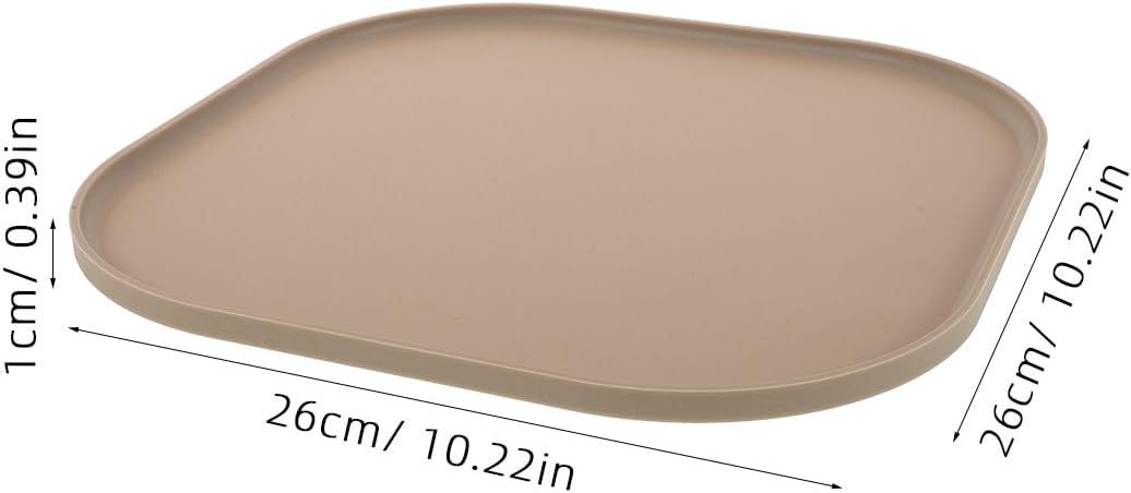 Mikikit Silicone Pet Feeding Mat for Dog Food and Cat Bowl, Waterproof Spill Proof Placemat with Raised Edges, Non Slip Floor Protector Pad, Coffee