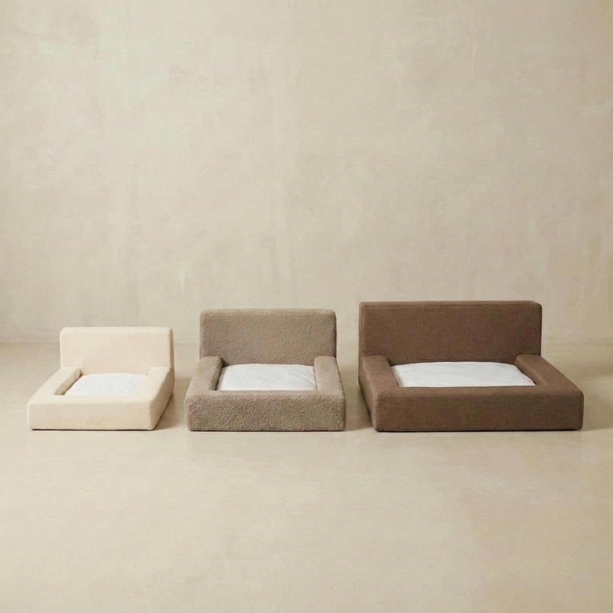 Mini Cloud Bed - Removable and Washable Covers - Toddler Baby Pet Dog Cat Nursery - Upholstered Minimalist Modern Luxury (Cream Boucle, Small)