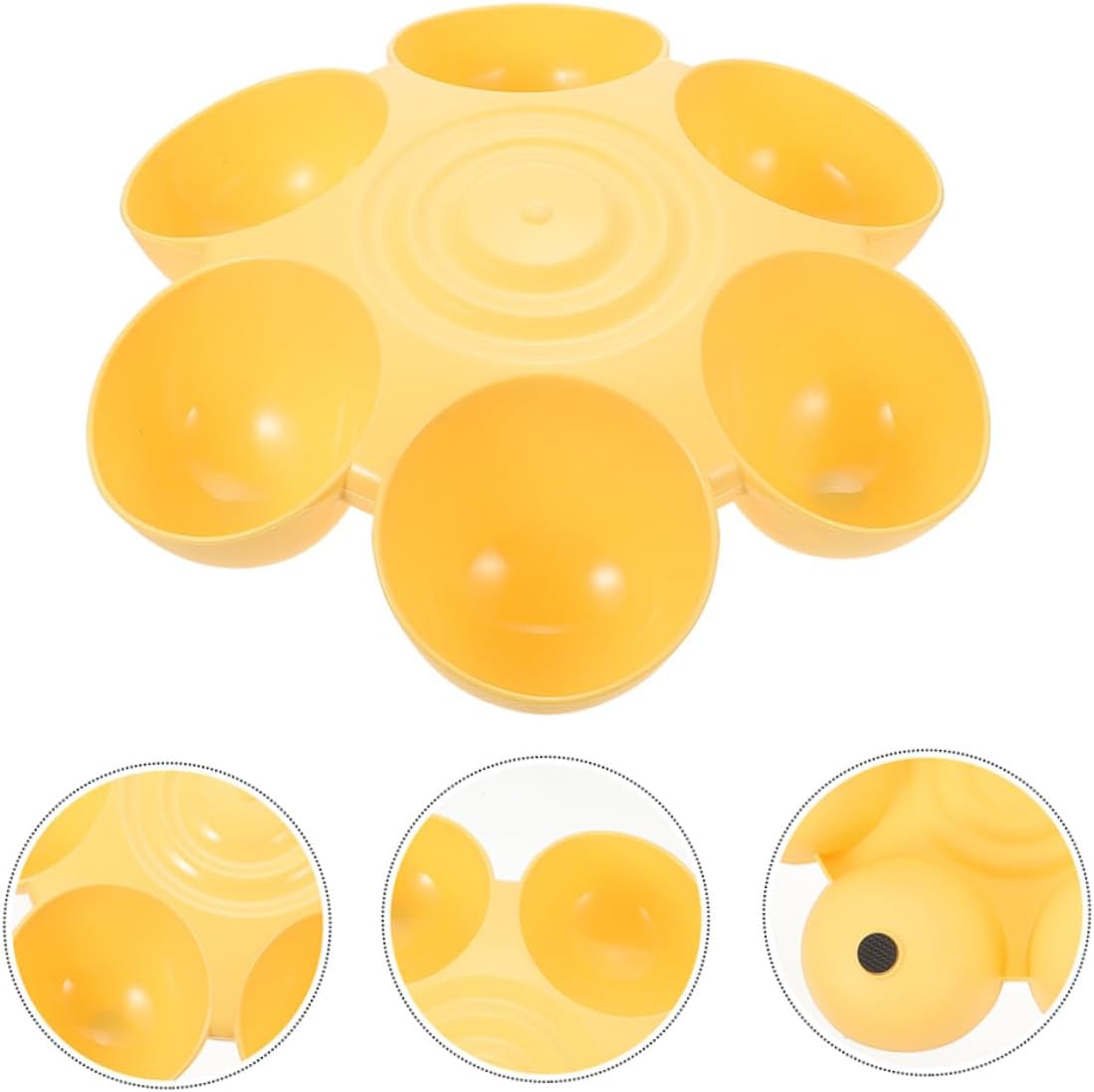 Milisten 2pcs Flower Petal Shaped Pet Feeder Bowls, 6-Compartment Plastic Food and Water Dishes, Non-Skid Reusable Indoor Cat and Dog Feeding Supplies, Portable Yellow Bowls for Multi-pet