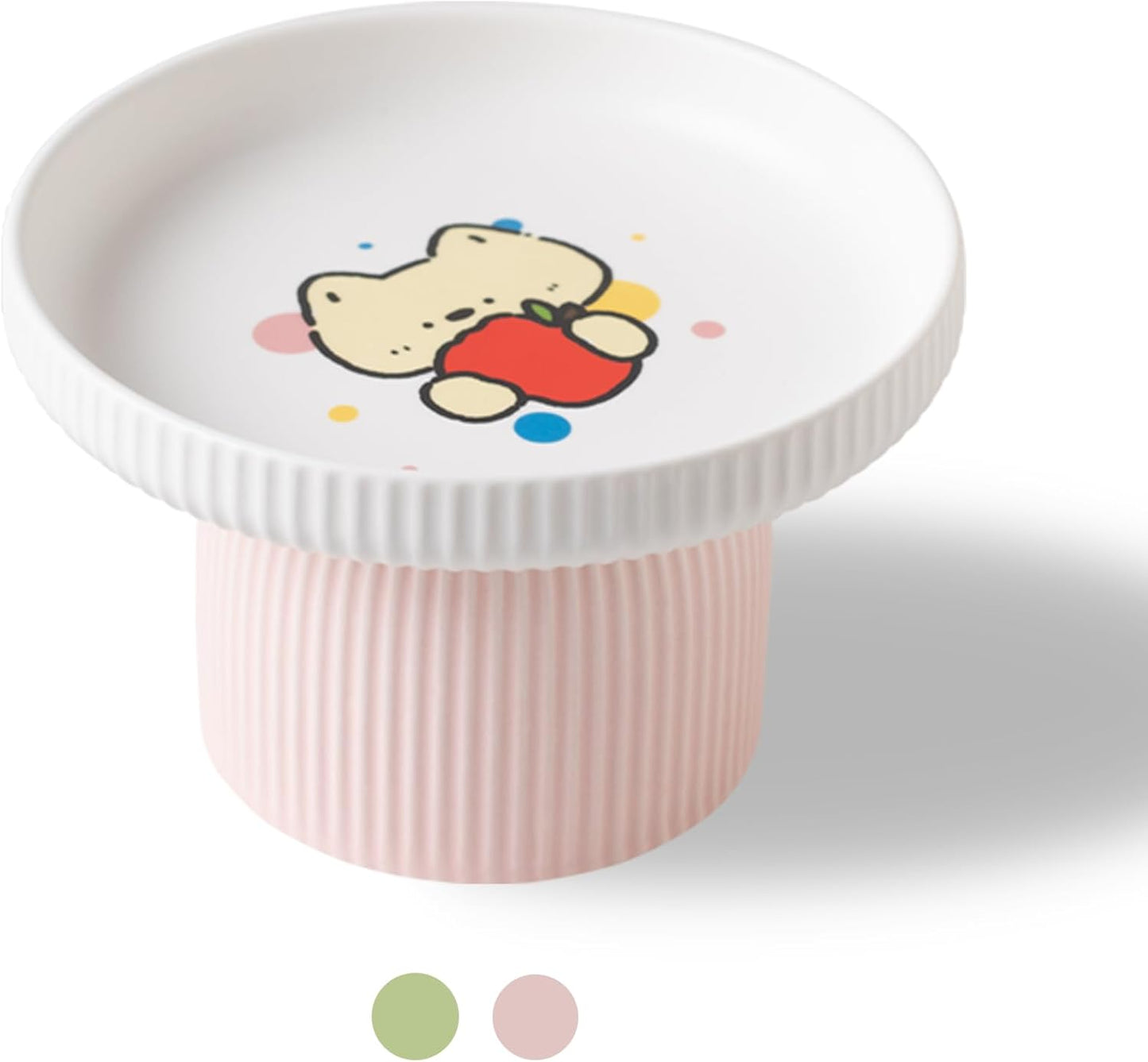 Raised Ceramic Cat Bowl with Tall Stand – Extra Wide Shallow Cat Food Dish for Whisker Fatigue Relief & Anti-Vomiting, Safer Than Plastic, Heavier Than Metal, Lead-Free Dishwasher Safe