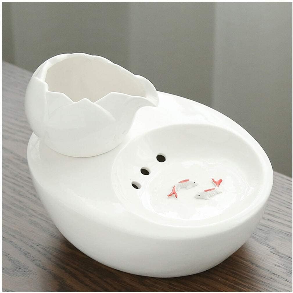 Pet Fountain Automatic Pet Water Dispenser Lotus Vertical Ceramic Automatic Circulation Filter Activated Carbon Water Pet Water Dispenser (Color : White) (Pink)