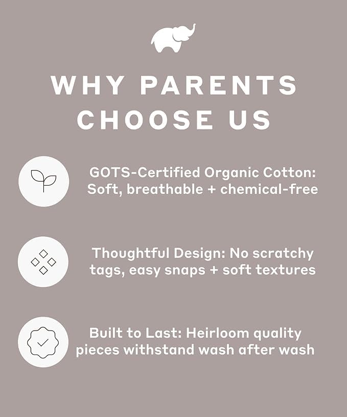 monica + andy Double Zipper One Piece, 100% Organic Baby Clothes for Girls & Boys, Unisex, Preemie, Newborn & Infant Sizes