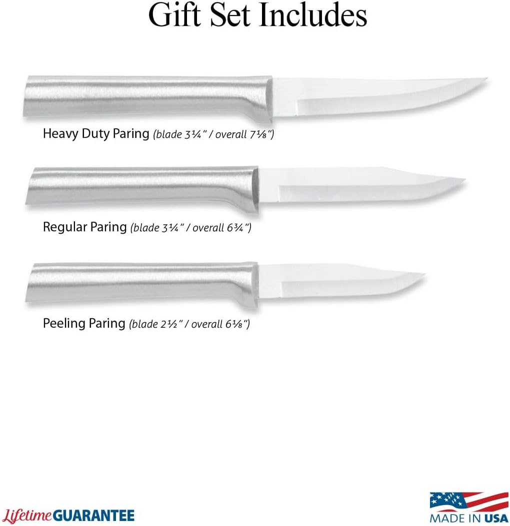 Rada Cutlery Paring Knives Galore ProPack (DS01), 3-Piece Knife Set, Stainless Steel Blades, Silver Handle