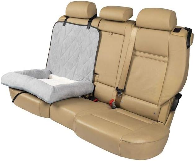PetSafe Happy Ride Car Dog Bed - Best for Bucket Seats - Fits Cars, Trucks, Minivans and SUVs - Comfortable and Machine Washable - Durable Vehicle Pet Bed - Grey