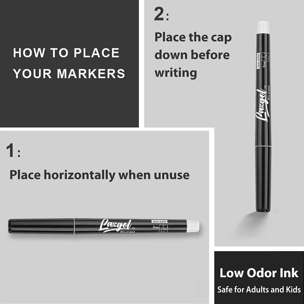 Dry Erase Markers Bulk, 60 Pack Black Low Odor Whiteboard Markers, Fine Point Dry Erase Markers Perfect for Writing on Dry Erase Whiteboard Mirror Glass for School Office Home