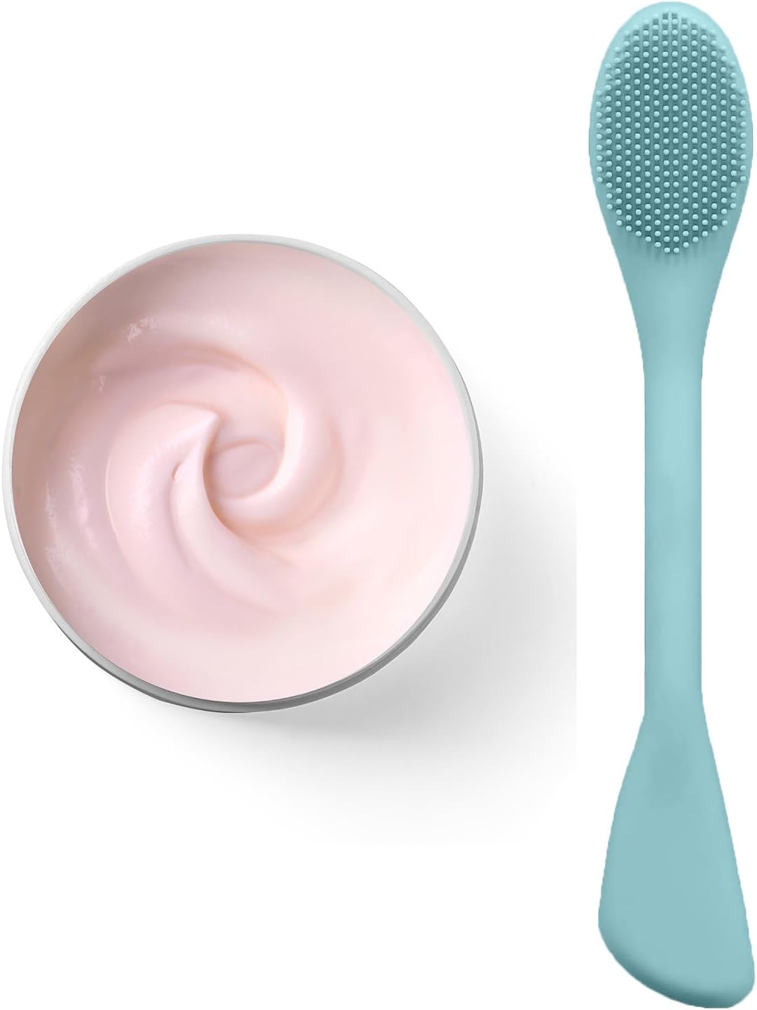 Facial Cleansing Brush, 2 in 1 Silicone Face Mask Brush & Face Scrubber, For Exfoliating, Massaging, Remove Blackheads, Makeup Skincare Removal, Applicator for Mud, Clay, Body Lotion, DIY Mask